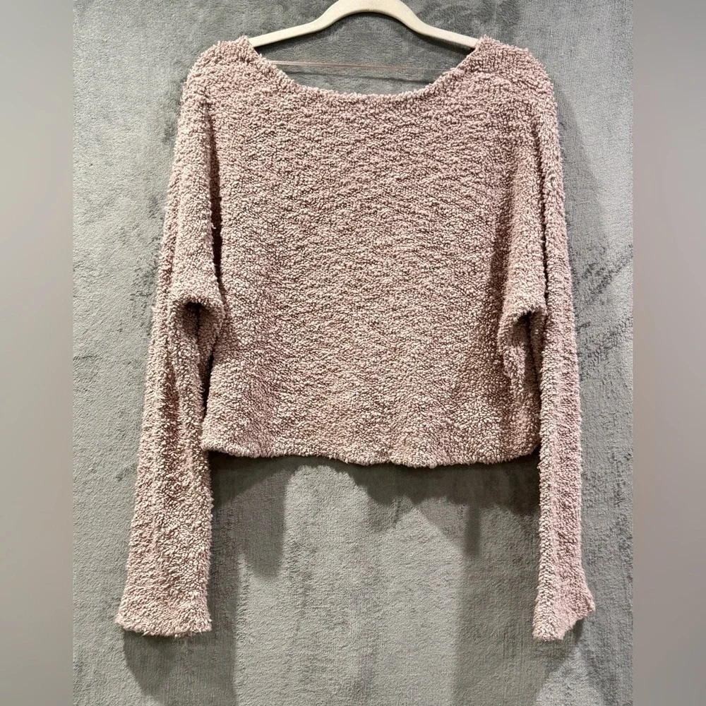 Free‎ People Women's Mauve Cropped Popcorn Dolman Sleeve Sweater Size M